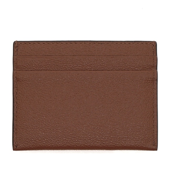 Burberry Sandon Card Case Wallet Embossed Logo Tan Leather New - Picture 2 of 4